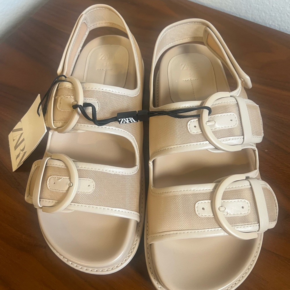 Zara Creme adjustable sandals